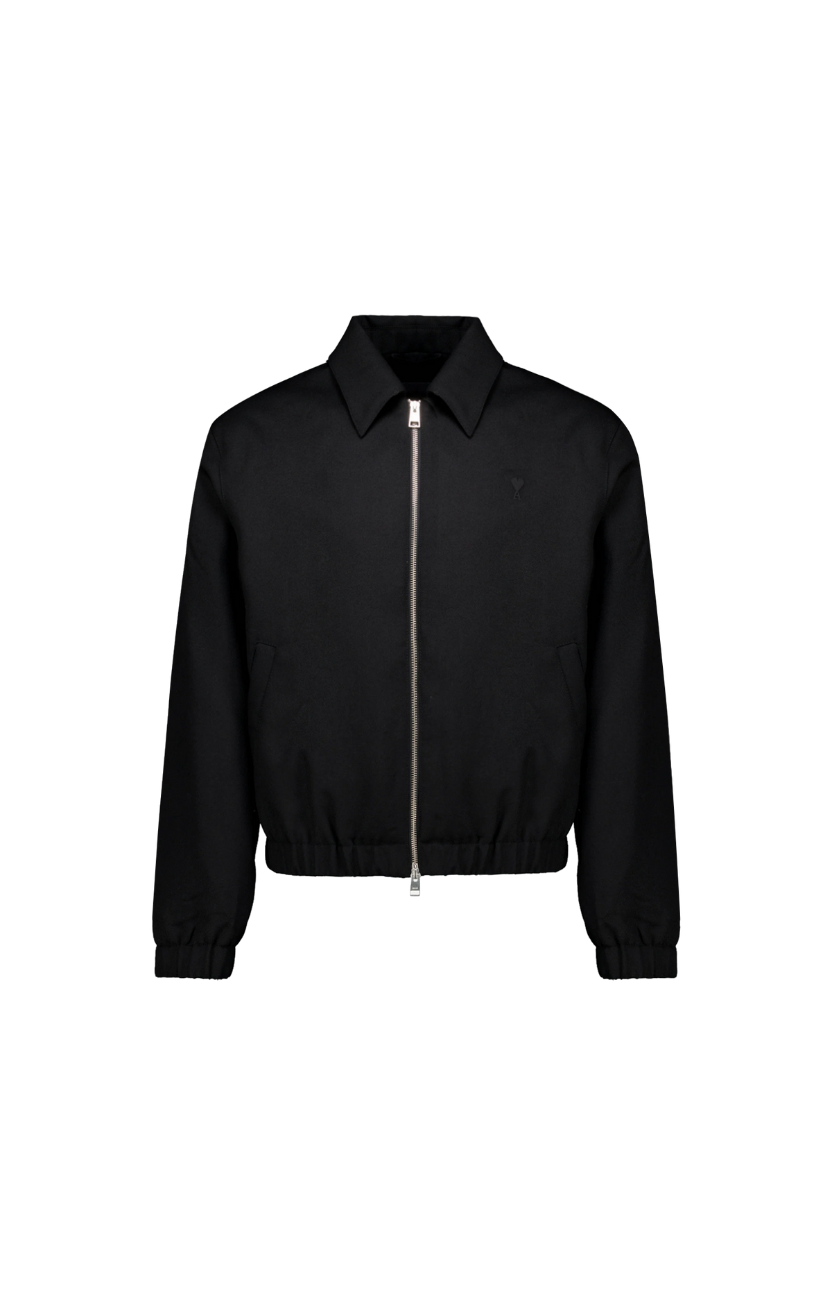 Ami Paris Wool Padded Jacket with Ami de Coeur in Black — front view