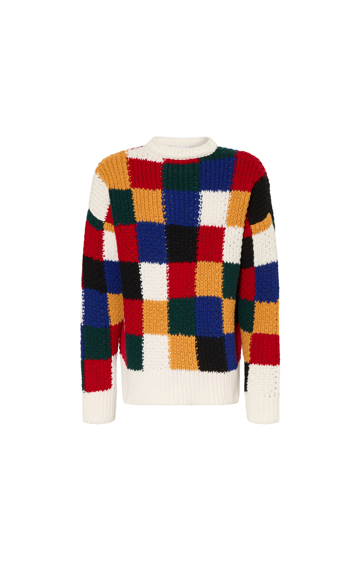 Ami Paris Checkered Wool Crewneck Sweater in Multicolor — front view