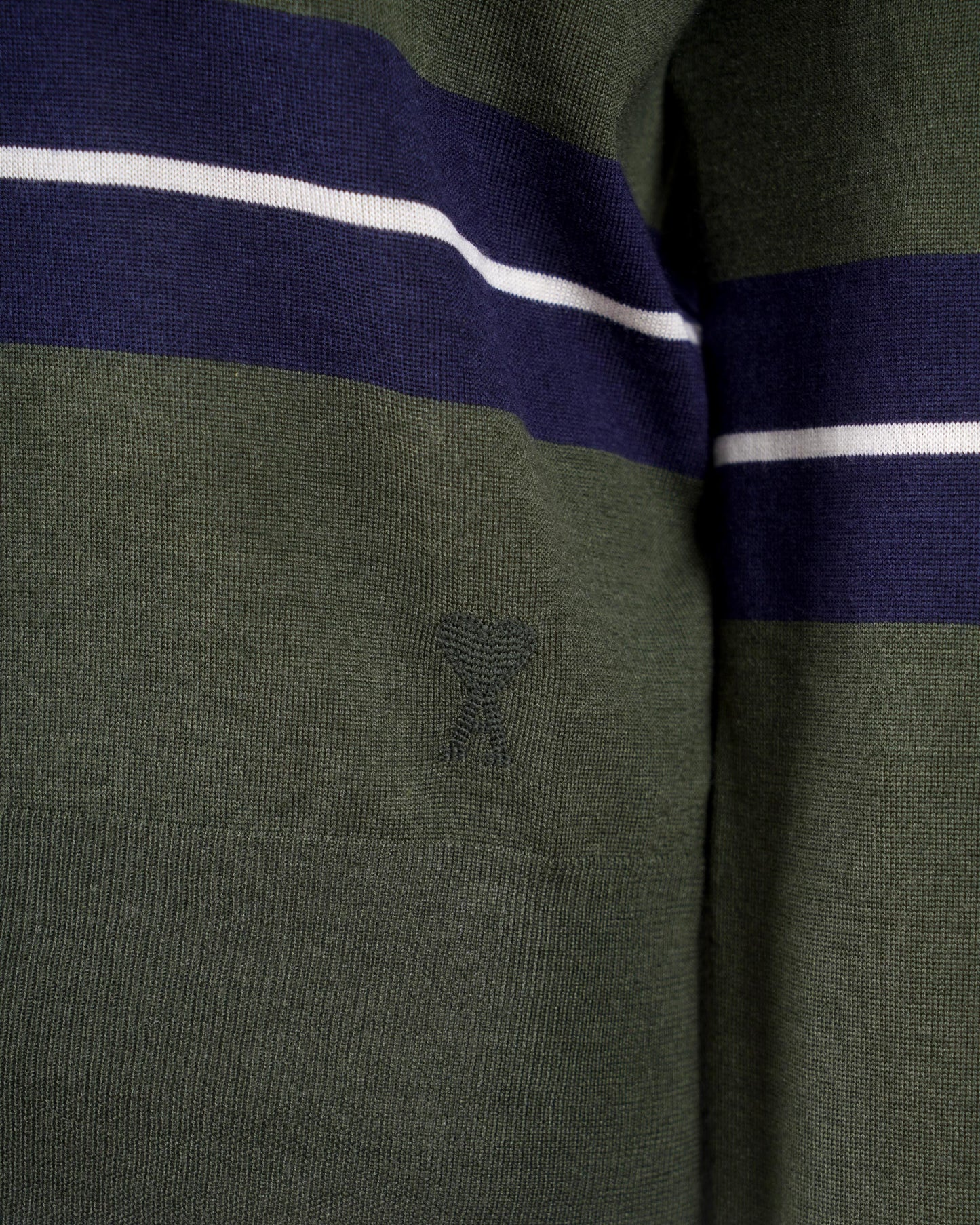 Green Wool Silk Tonal Striped Polo