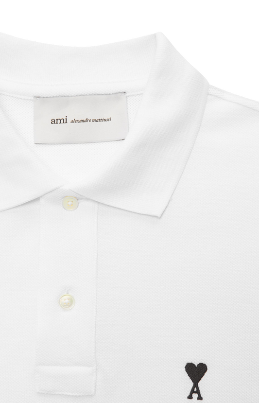 Ami Paris White Cotton Short Sleeves Ami de Coeur Polo Shirt — product photo 2