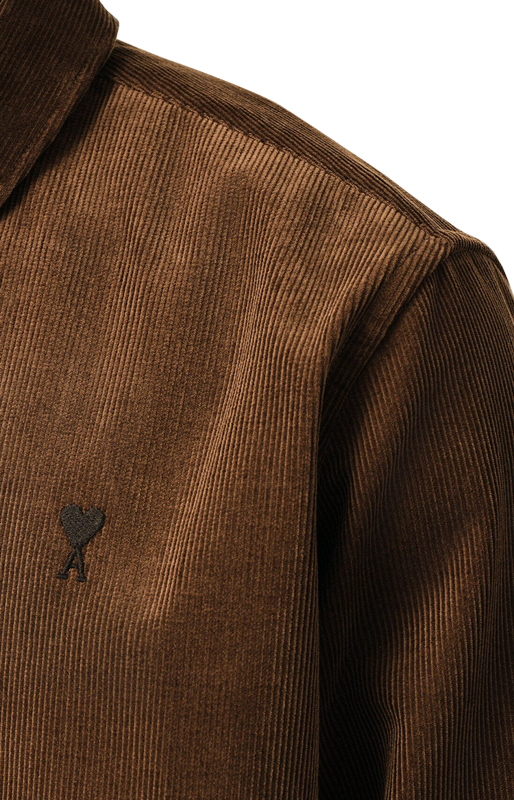 Corduroy Shirt with Ami de Coeur in Chocolate Brown