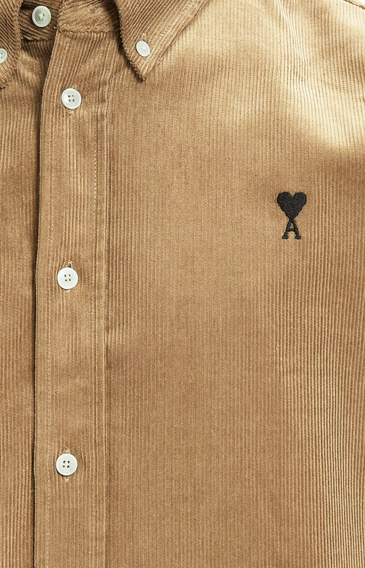 Ami Paris Corduroy Shirt with Ami de Coeur in Beige — product photo 2