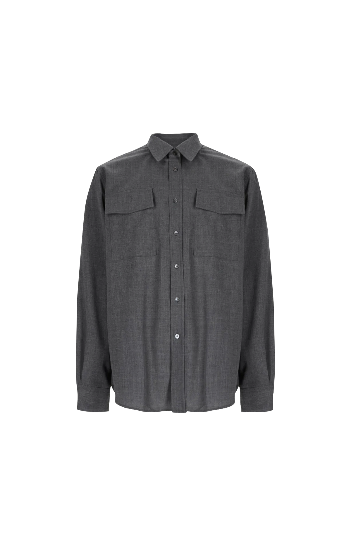 Ami Paris Wool Shirt in Carbon Grey — front view