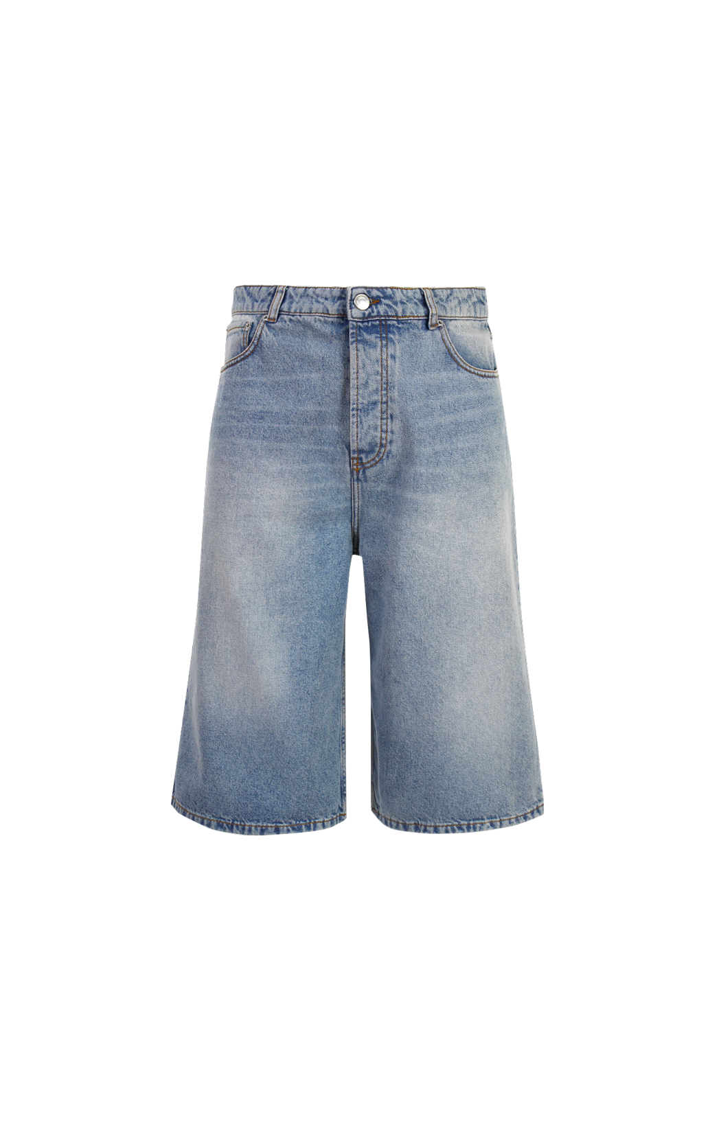 Blue Cotton Large Fit Bermuda Shorts