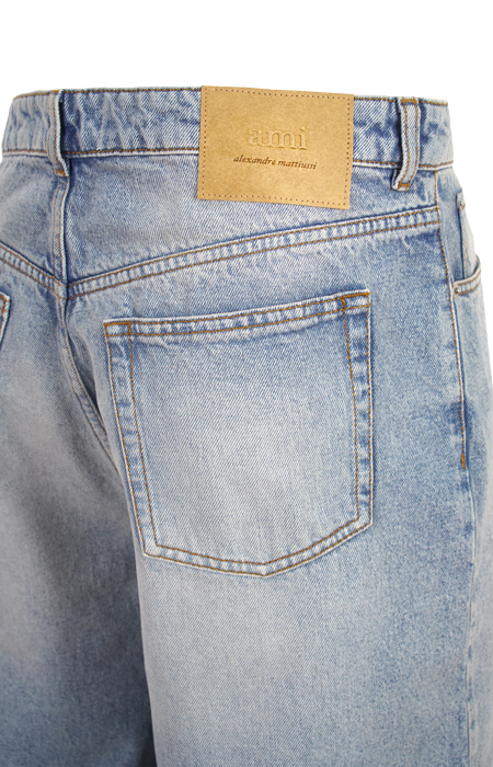 Blue Cotton Large Fit Bermuda Shorts