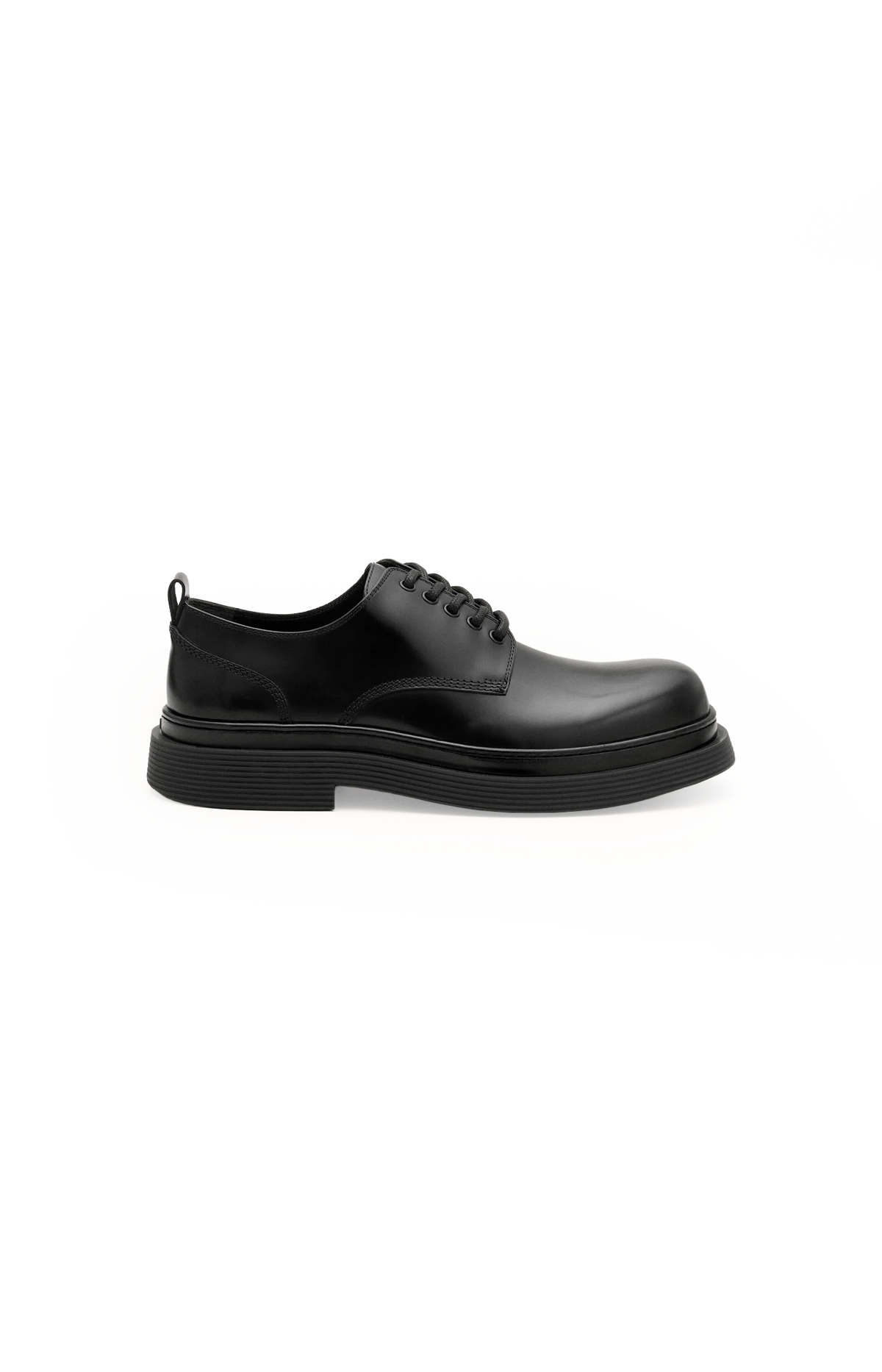 Ami Paris Leather Derbies Shoes in Black — front view