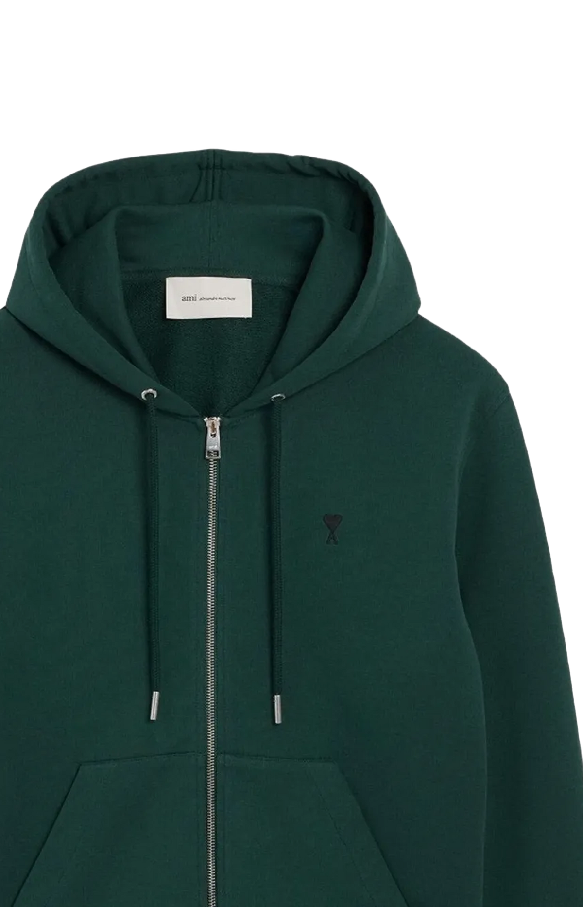 Ami Paris Cotton Zipped Hoodie in Bottle Green — product photo 2