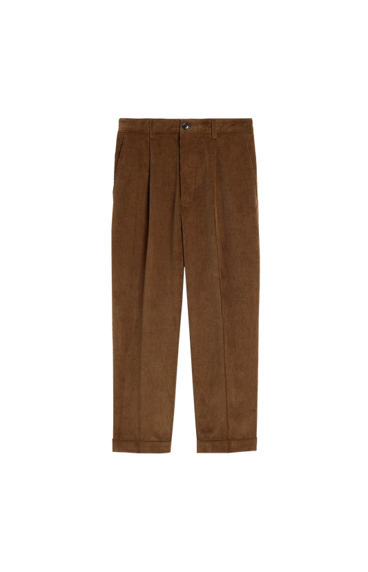 Ami Paris Brown carrot-fit corduroy cotton trousers — front view