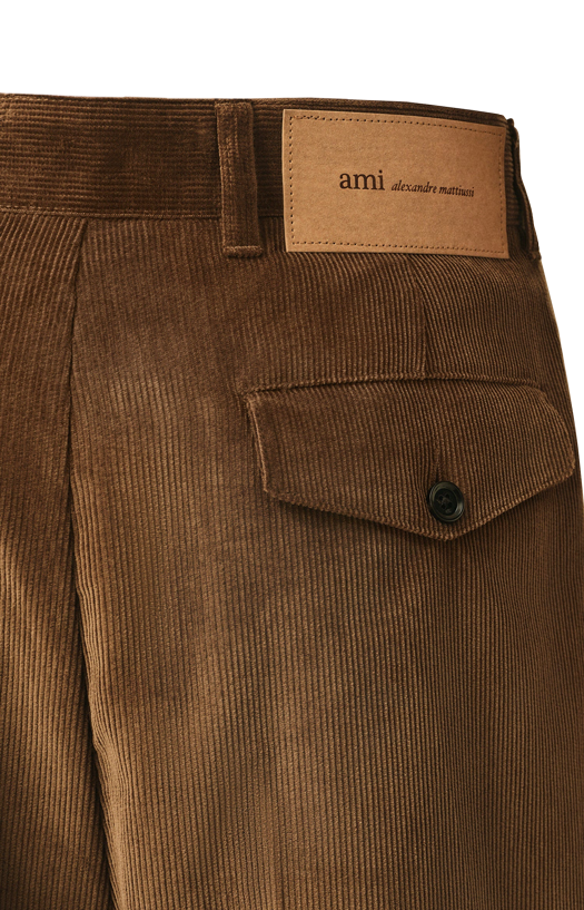 Brown carrot-fit corduroy cotton trousers