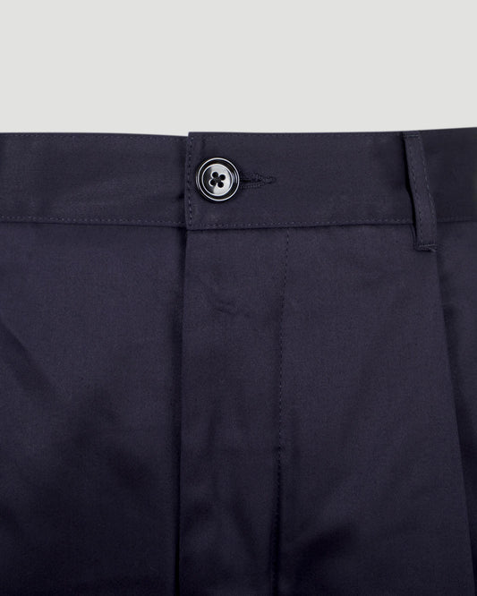 Cotton Carrot Oversized Trousers in Navy Blue