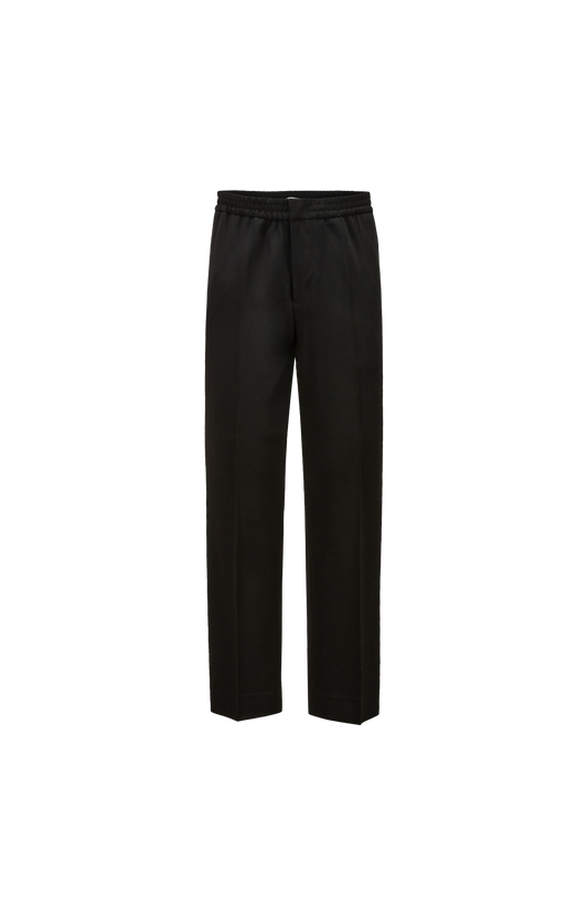 Ami Paris Elasticated-Waist Wool Trousers in Black — front view