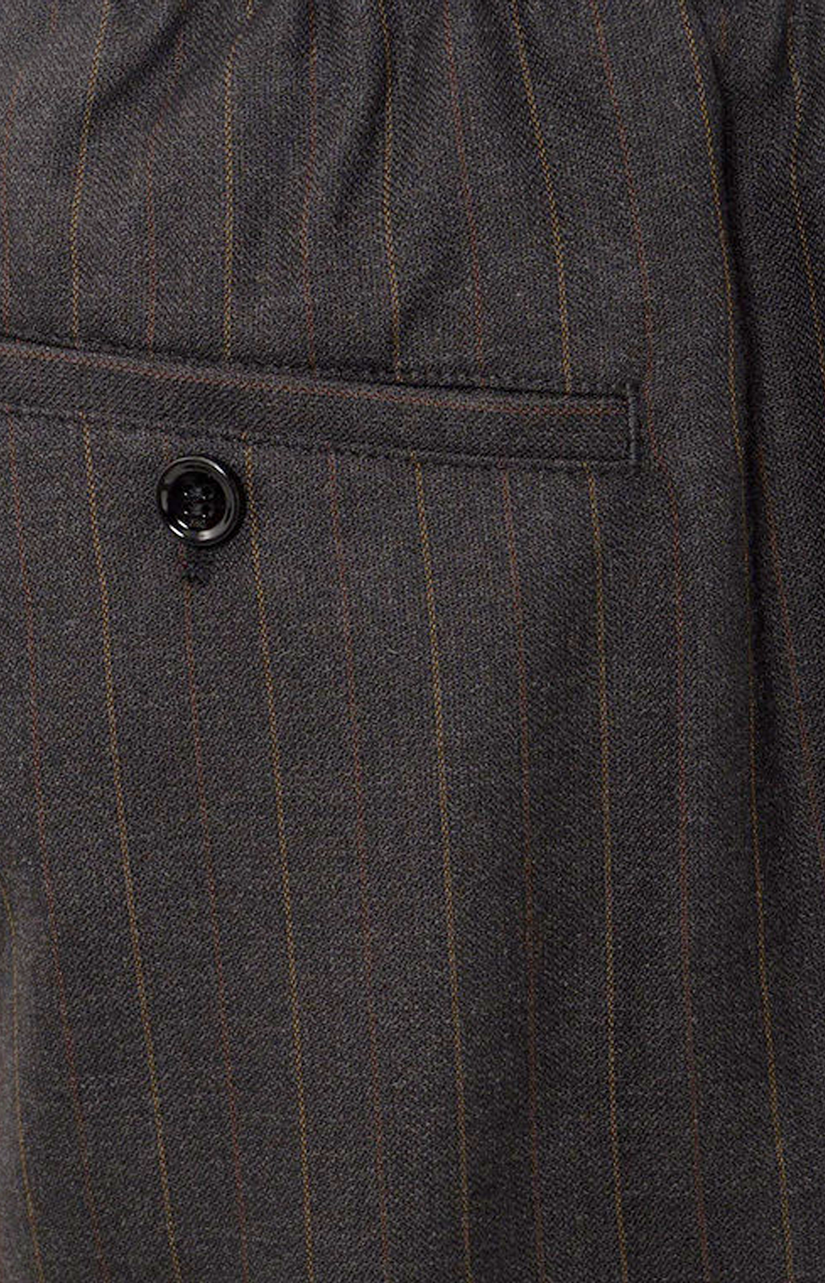 Ami Paris Elasticated-Waist Striped Wool Trousers in Grey — product photo 3