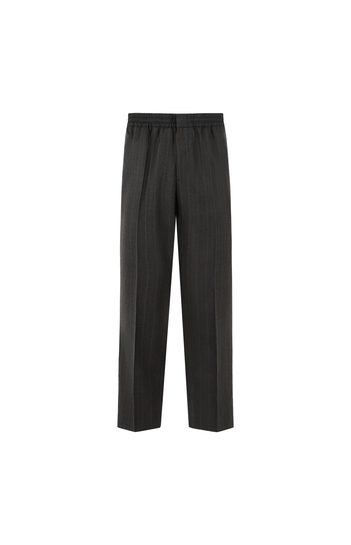 Ami Paris Elasticated-Waist Striped Wool Trousers in Grey — front view