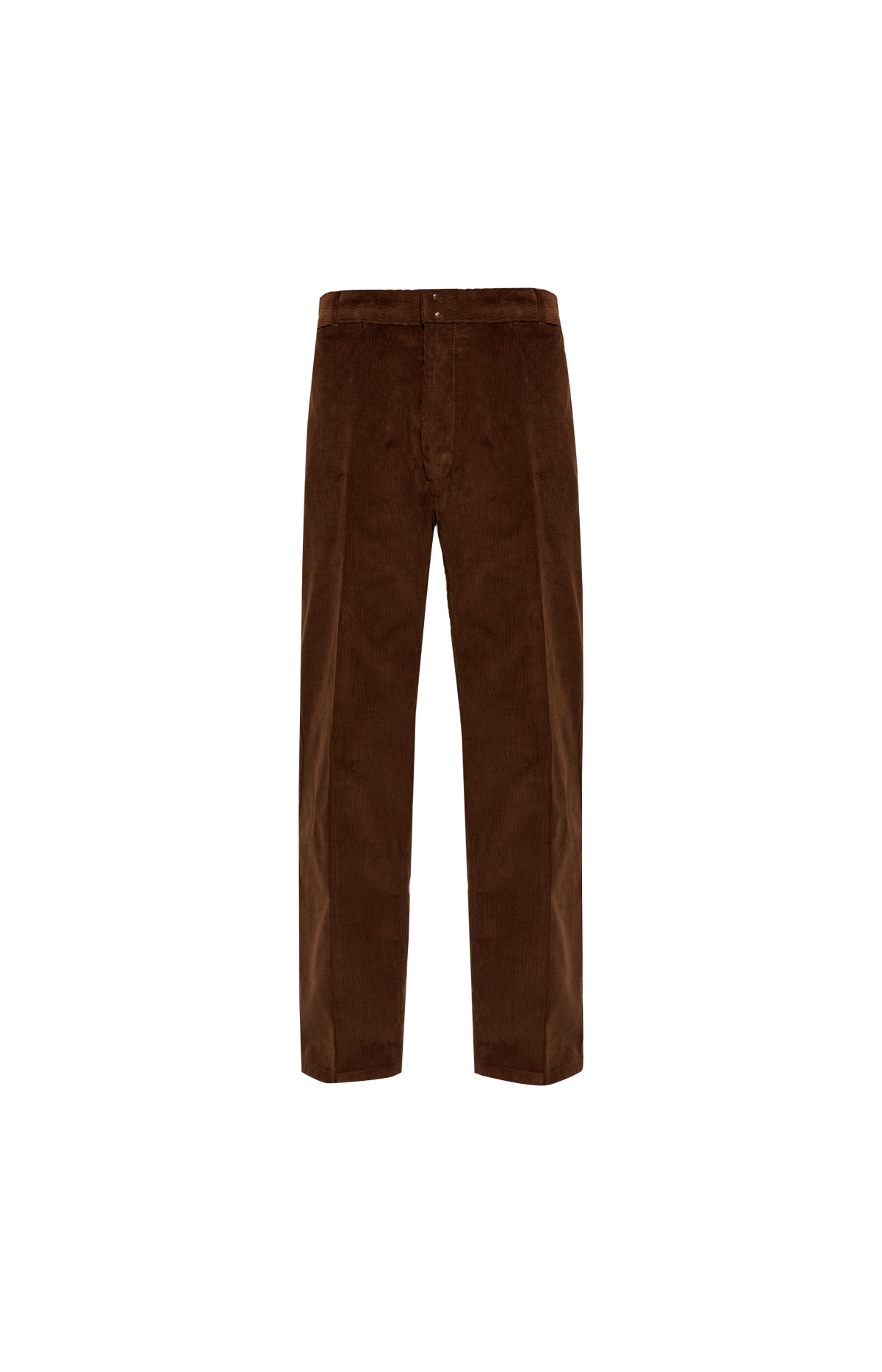 Ami Paris Straight-Leg Corduroy Trousers in Brown — front view
