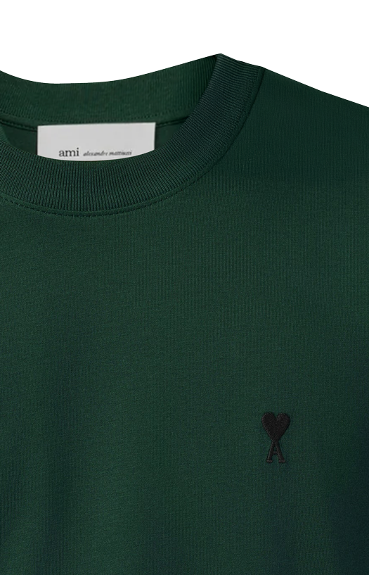 Ami Paris Green Cotton T-Shirt with Ami de Coeur — product photo 2