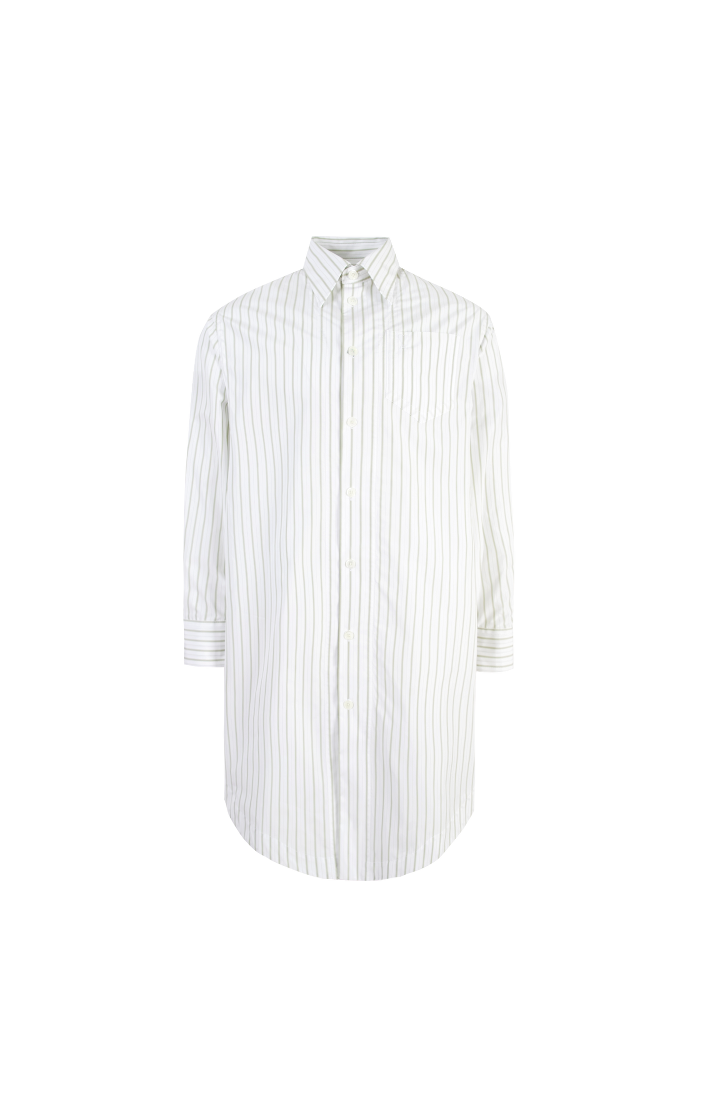 Long Sleeve Shirt-Dress in Cotton Popeline with Double Stripes