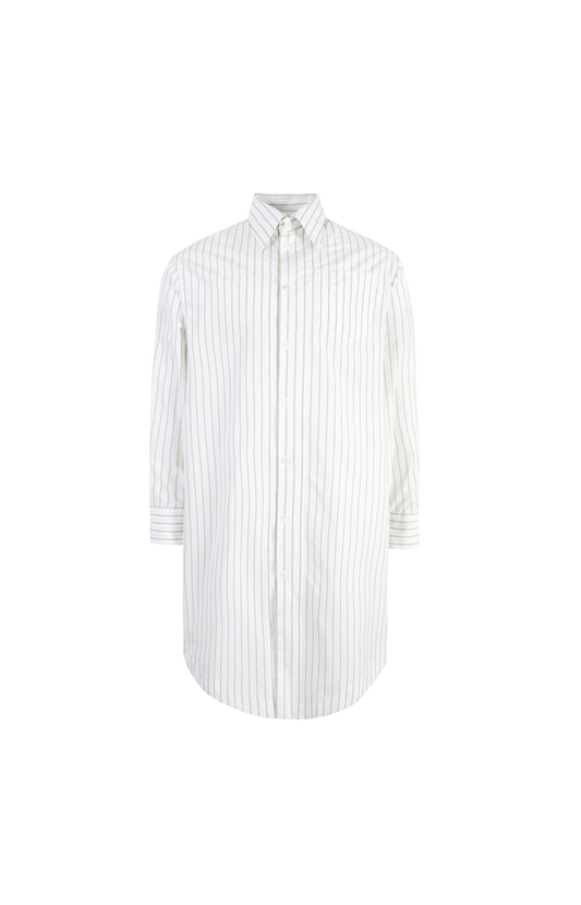 Long Sleeve Shirt-Dress in Cotton Popeline with Double Stripes