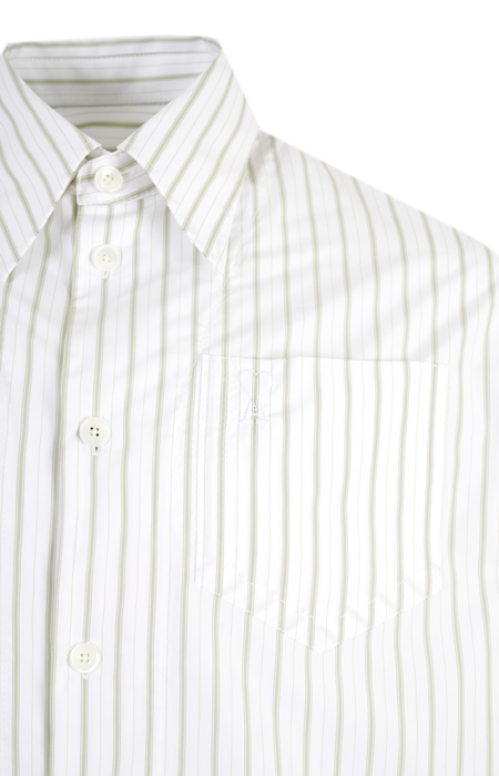 Long Sleeve Shirt-Dress in Cotton Popeline with Double Stripes