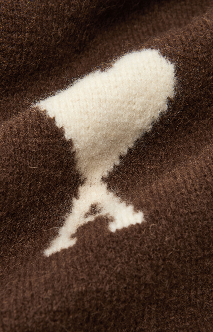 Ami Paris Alpaca Ami de Coeur Cardigan in Cholocate — product photo 3
