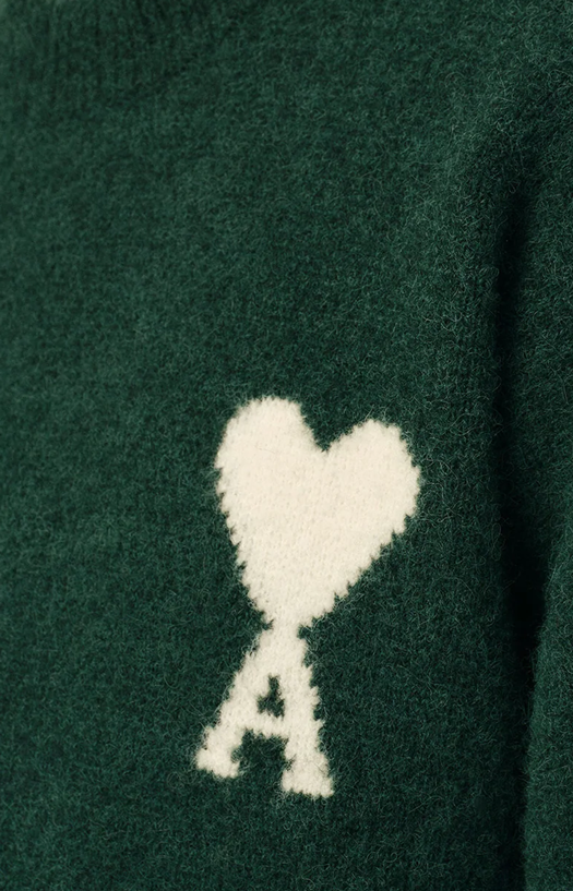 Green Crewneck Alpaca Sweater with Ami de Coeur