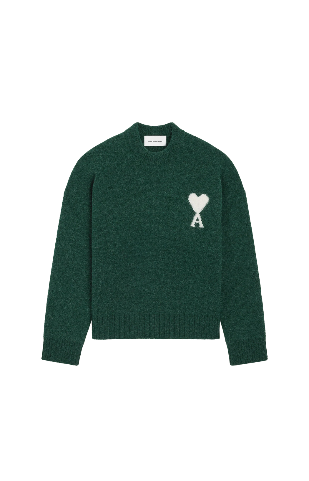 Green Crewneck Alpaca Sweater with Ami de Coeur