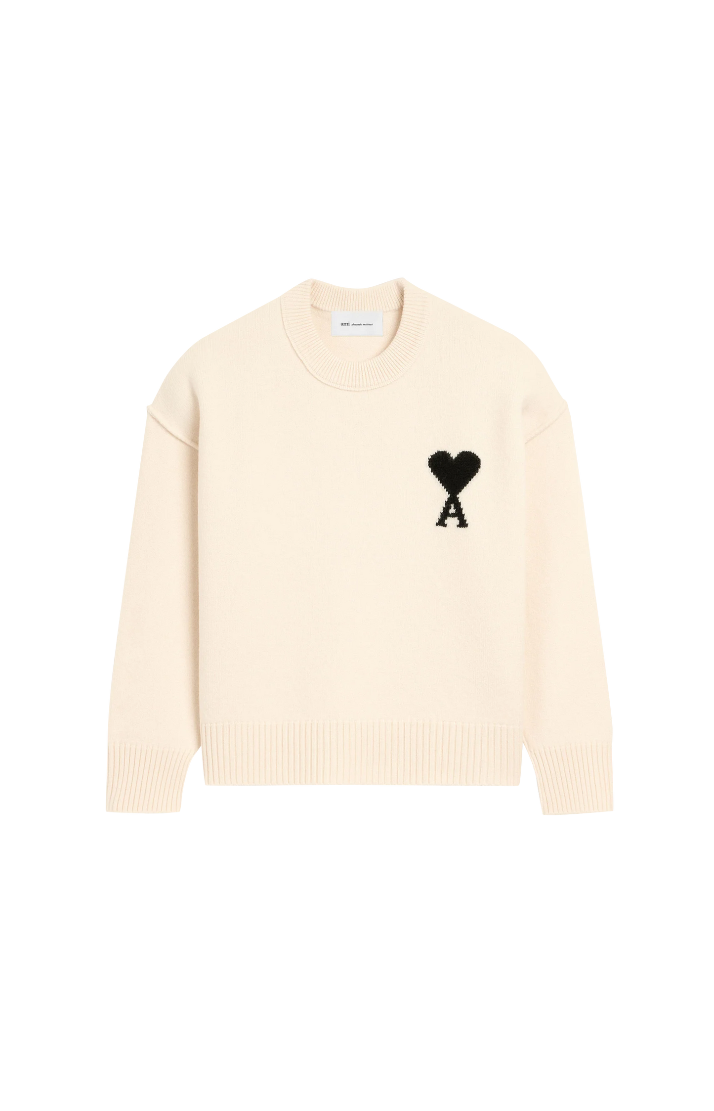 White Wool Ami De Coeur Crewneck Sweater
