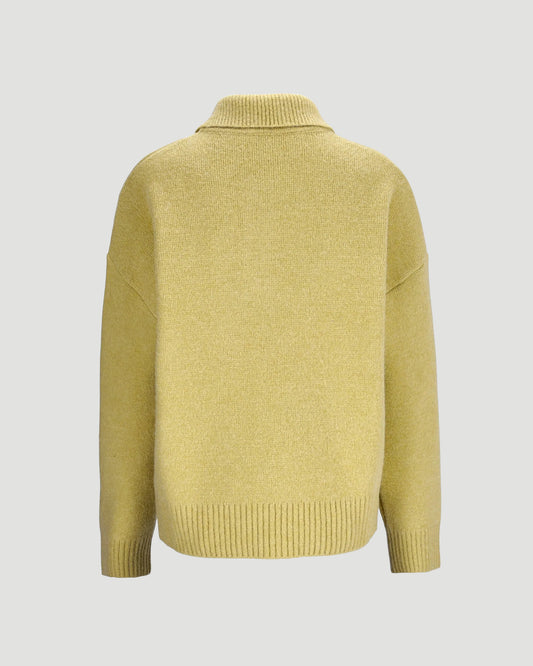Alpaca Ami De Coeur Polo Sweater in Lime