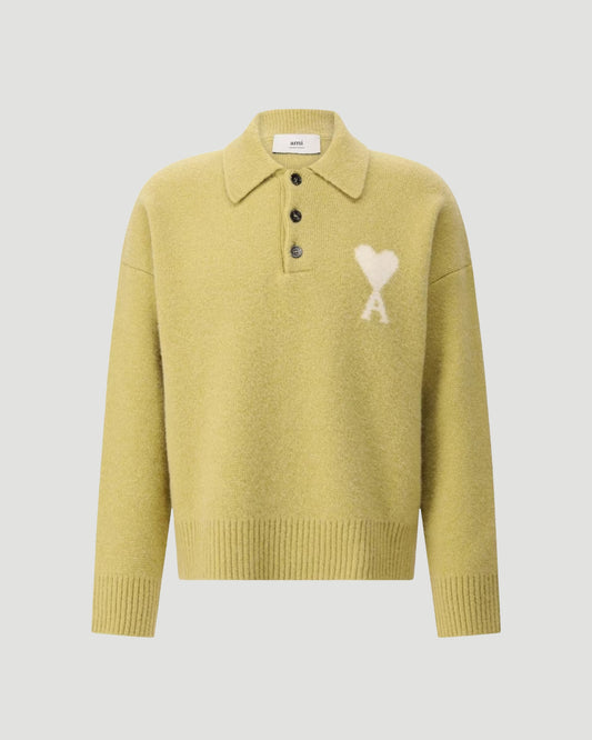 Alpaca Ami De Coeur Polo Sweater in Lime