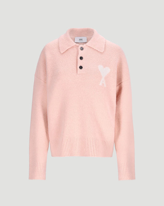 Alpaca Ami De Coeur Polo Sweater in Powder
