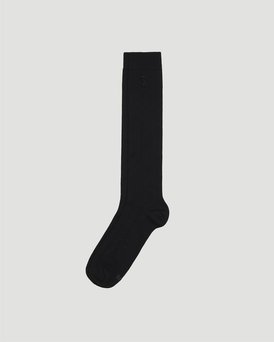 Ami Paris Ami Socks In Silk in Black — front view