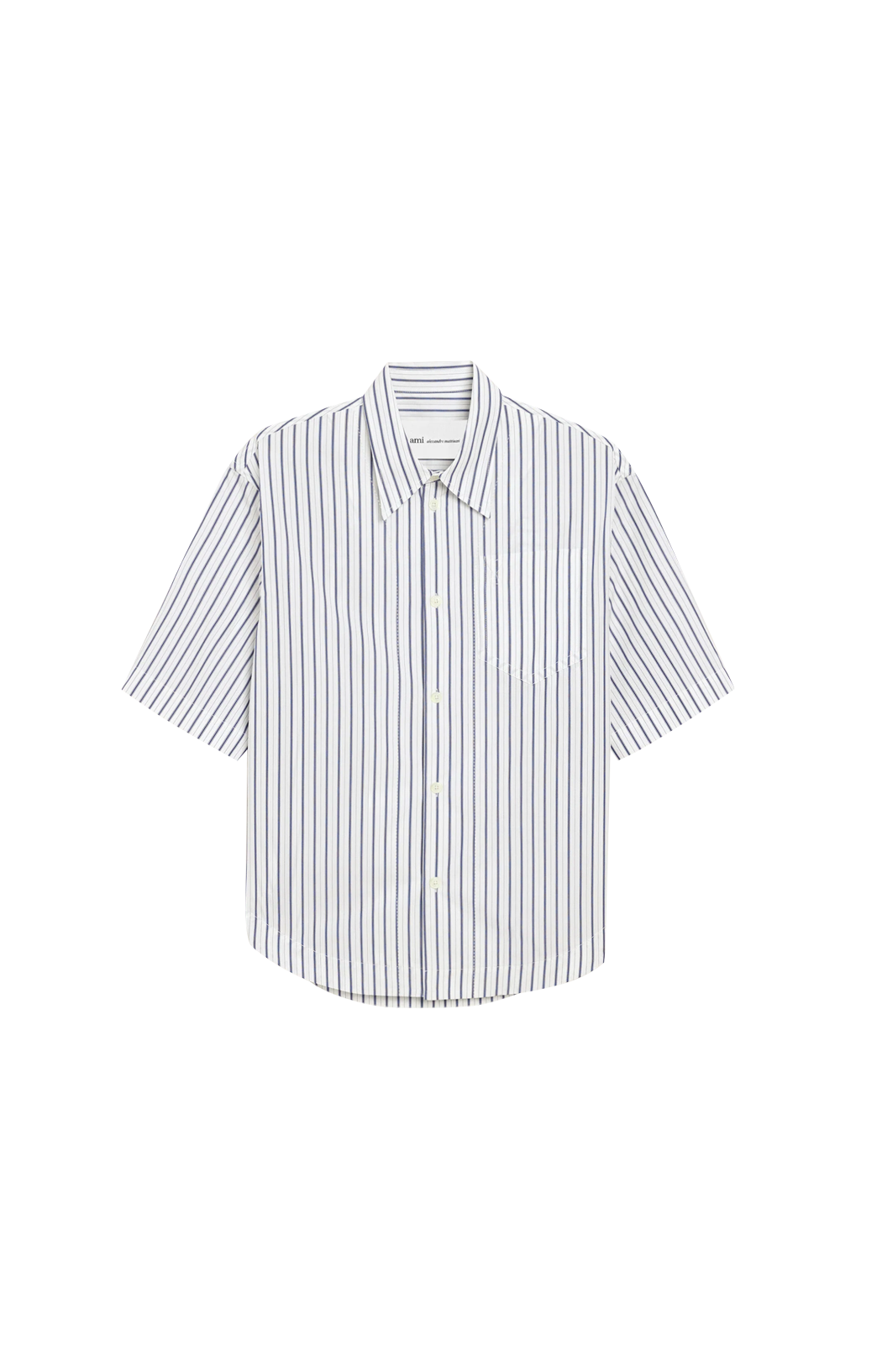 White Striped Cotton Short Sleeve Ami De Coeur Wide Shirt