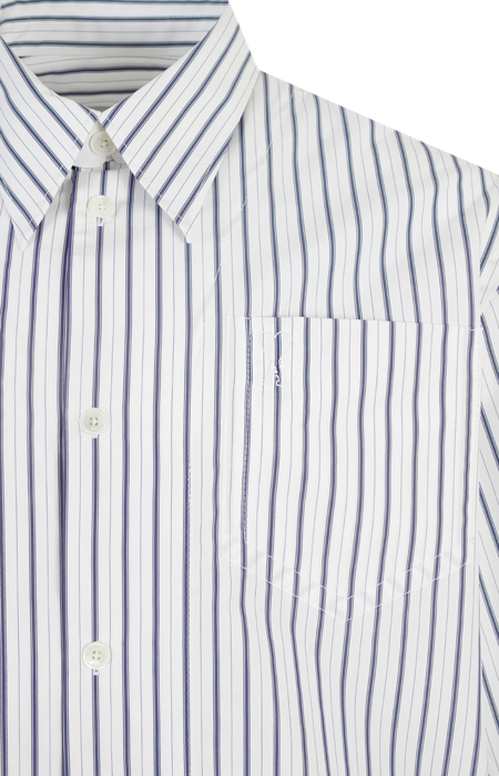 White Striped Cotton Short Sleeve Ami De Coeur Wide Shirt