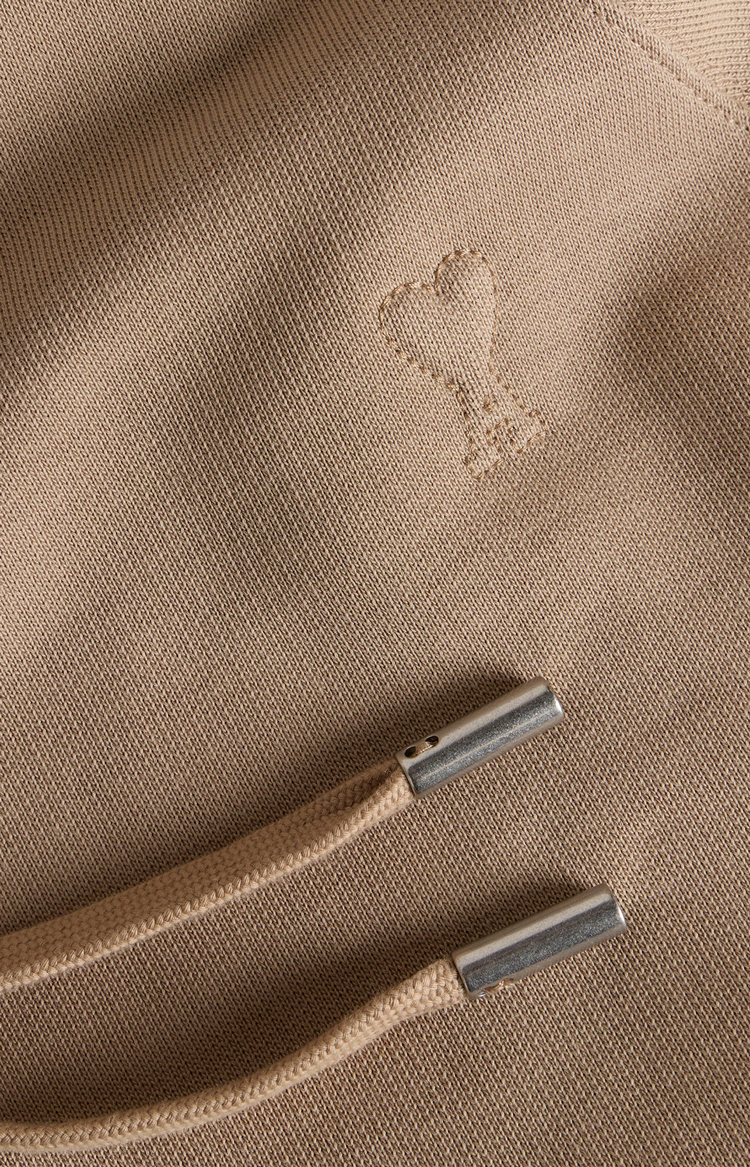 Ami Paris Hoodie with Embossed Ami De Coeur in Mastic Beige — product photo 2