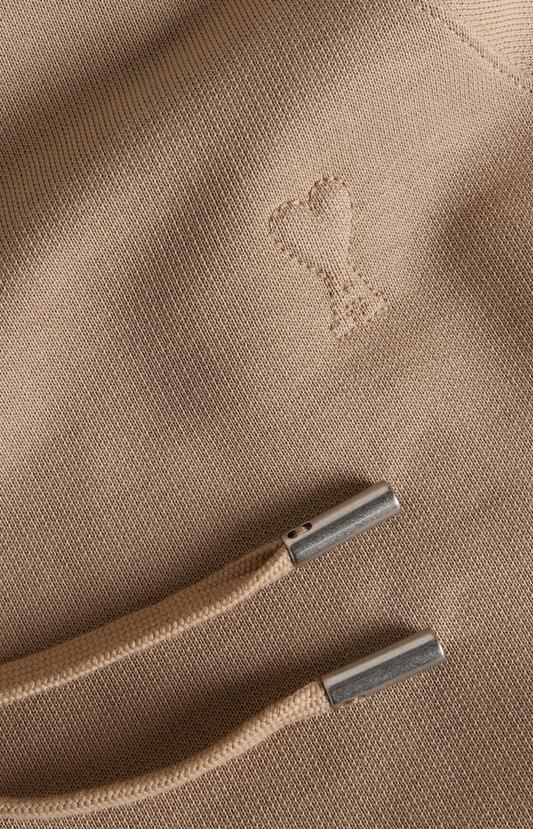Ami Paris Hoodie with Embossed Ami De Coeur in Mastic Beige — product photo 2