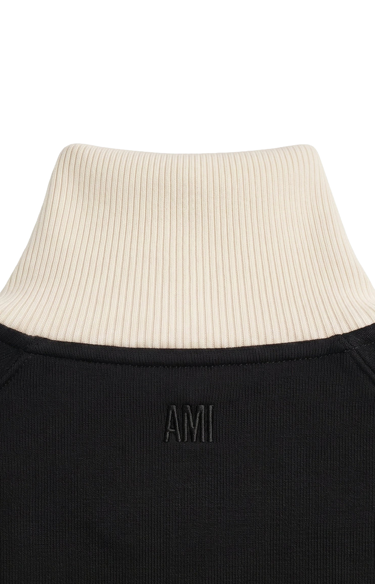 Ami Paris Zipped Cotton Sweatshirt in Black/Ivory — product photo 3