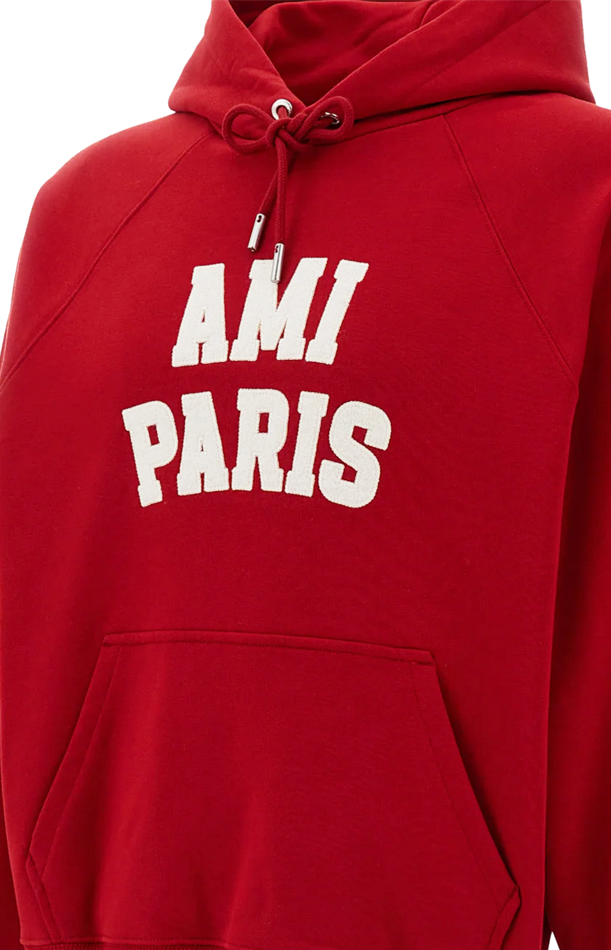 Cotton Hoodie with Ami Paris Embroidery in Red — product photo 3