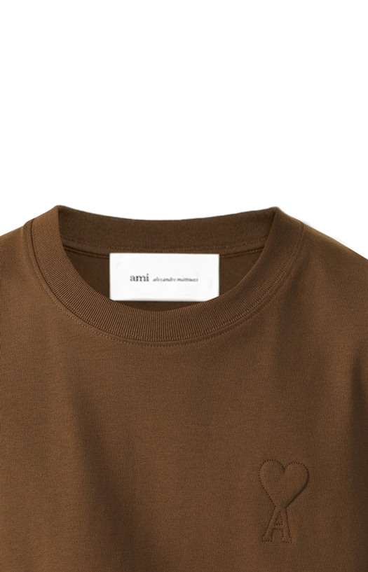 Brown Cotton T-Shirt with Embossed Ami de Coeur