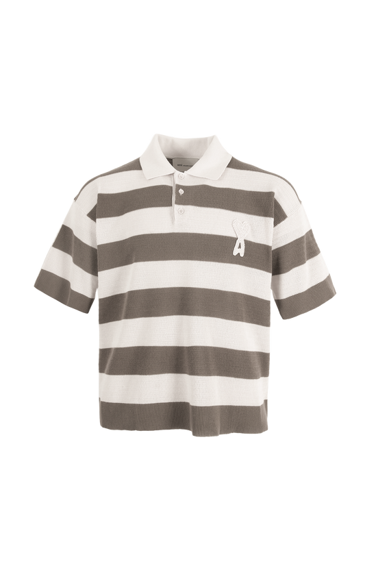 Polo in Ajouré Stripped Cotton Knit