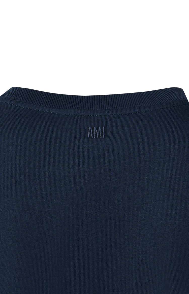 Navy Cotton Longsleeves T-Shirt with Ami De Coeur