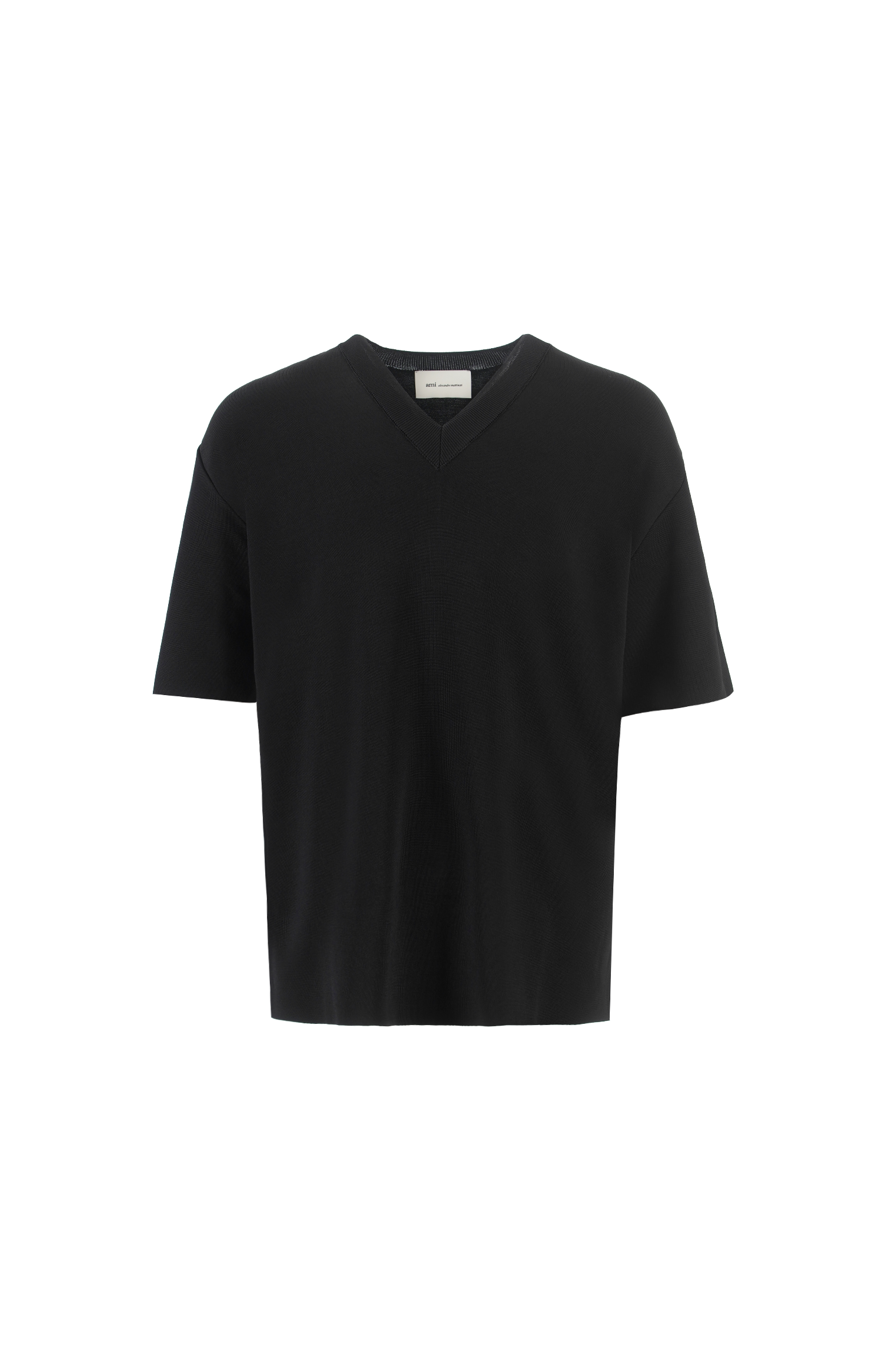 Black v-neck t-shirt on a white background