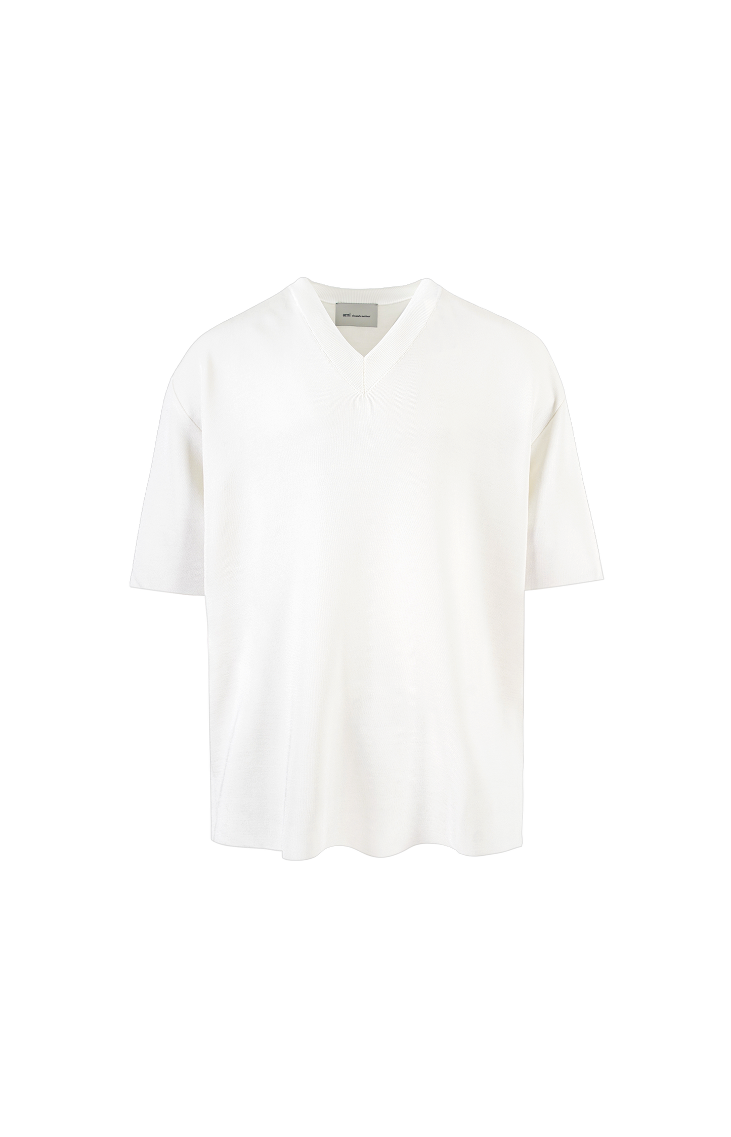 White Wool Short Sleeves V Neck Sweater