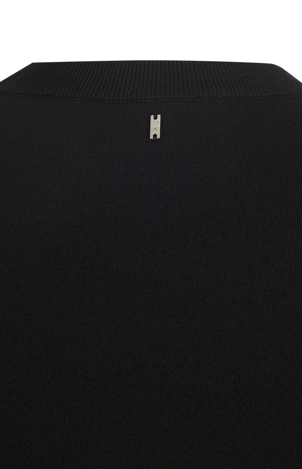 Black Wool Short Sleeves V Neck Sweater