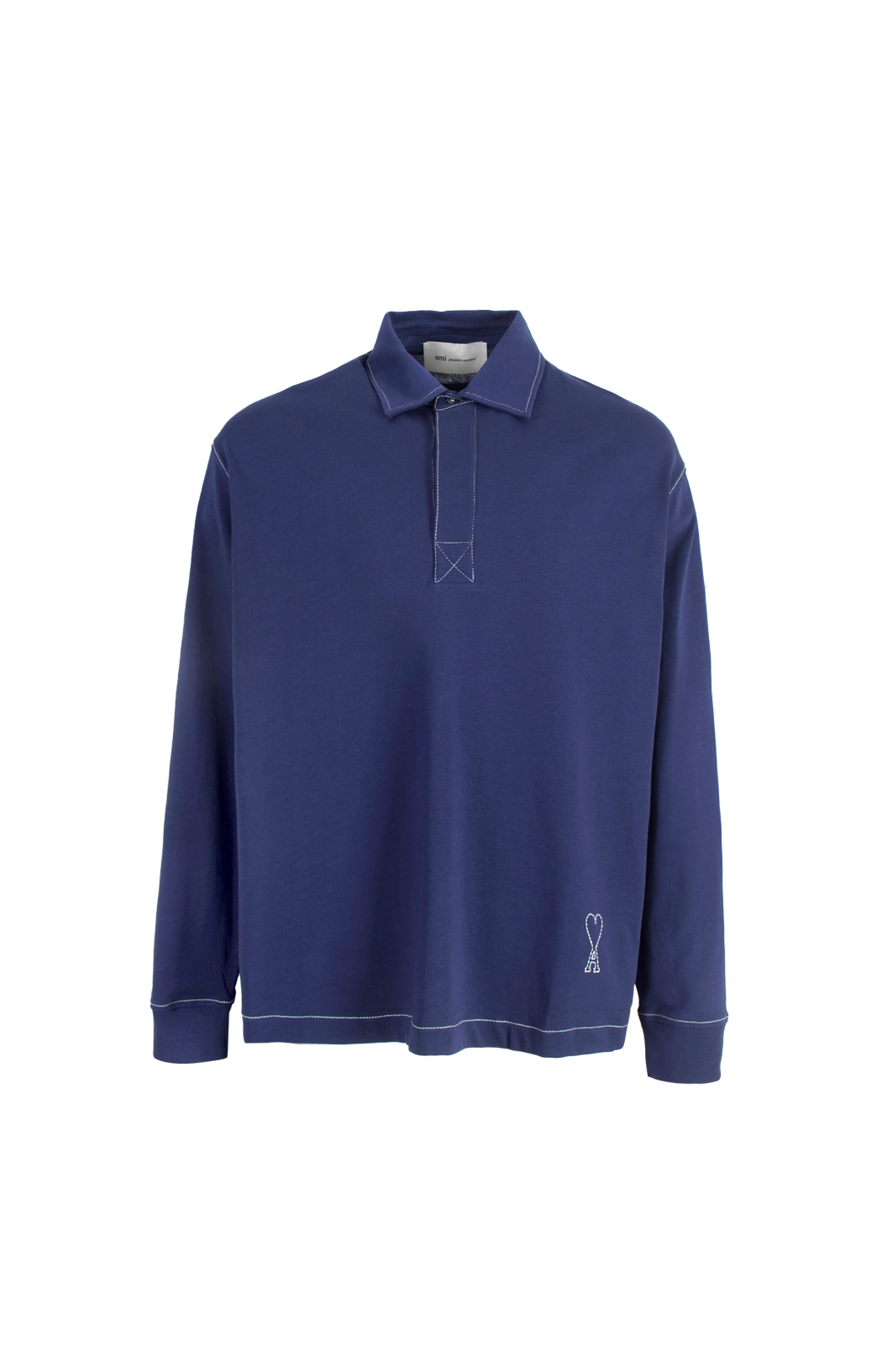 Blue Cotton Long Sleeves Ami De Coeur Polo