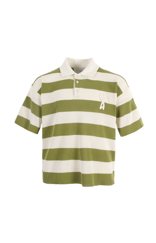 Polo in Ajouré Stripped Cotton Knit