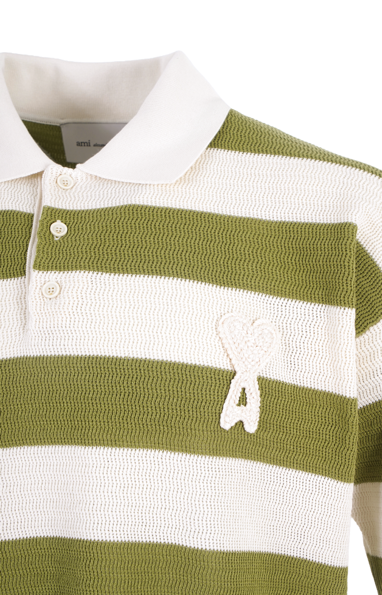Polo in Ajouré Stripped Cotton Knit