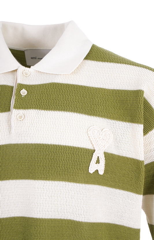 Polo in Ajouré Stripped Cotton Knit