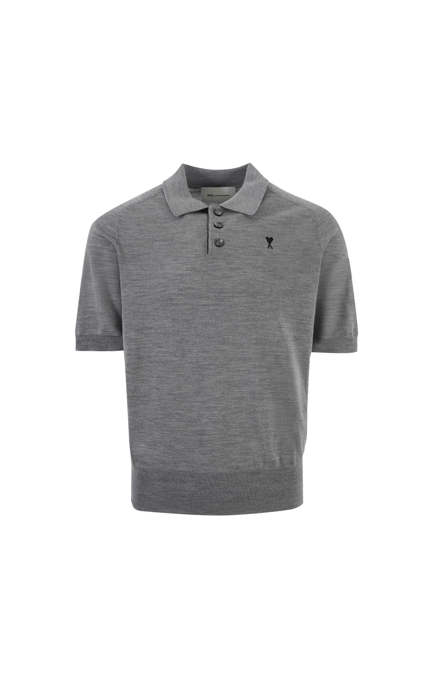 Grey Wool Short Sleeves Ami De Coeur Polo