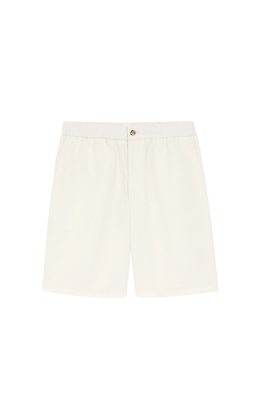 Beige Blended Linen Elasticated Waist Ami De Coeur Shorts