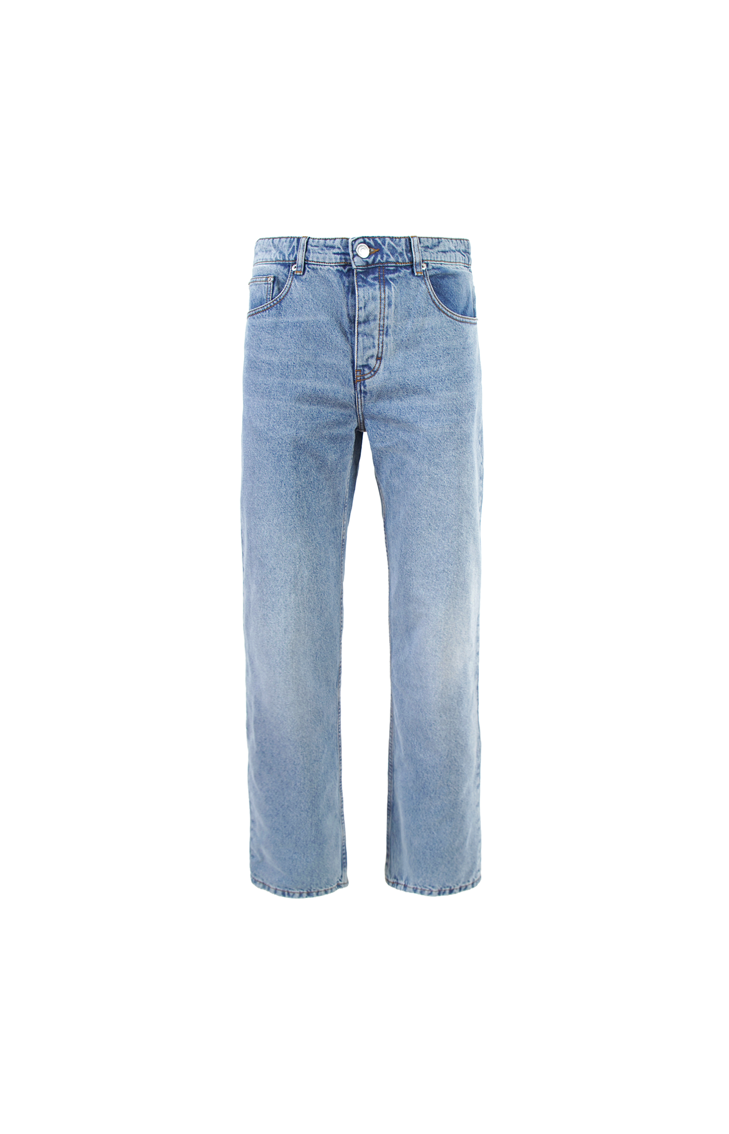 Light blue jeans on a white background