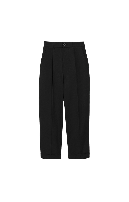 Black Cotton Carrot Oversized Trousers